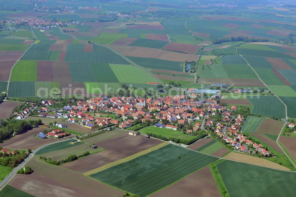 Aerial photograph Hüttenheim, Willanzheim - Village core in Huettenheim, Willanzheim in the state Bavaria