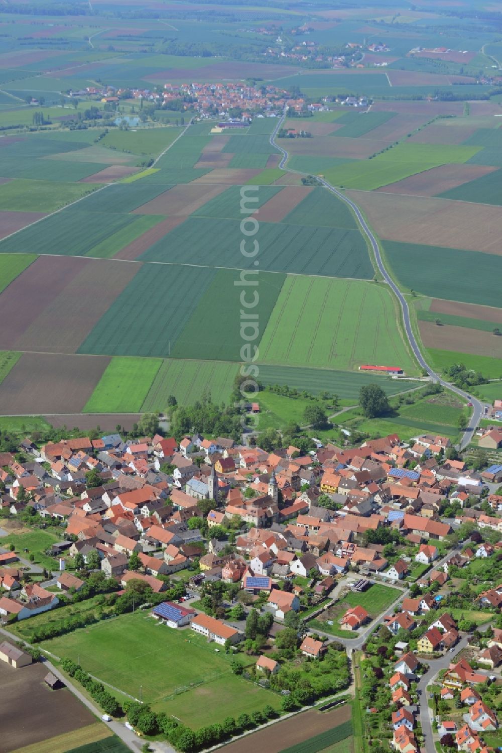 Aerial image Hüttenheim, Willanzheim - Village core in Huettenheim, Willanzheim in the state Bavaria