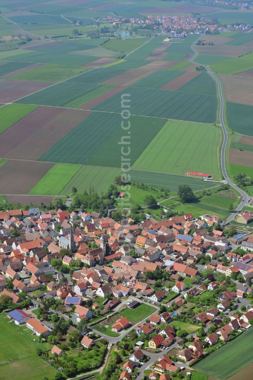 Aerial photograph Hüttenheim, Willanzheim - Village core in Huettenheim, Willanzheim in the state Bavaria