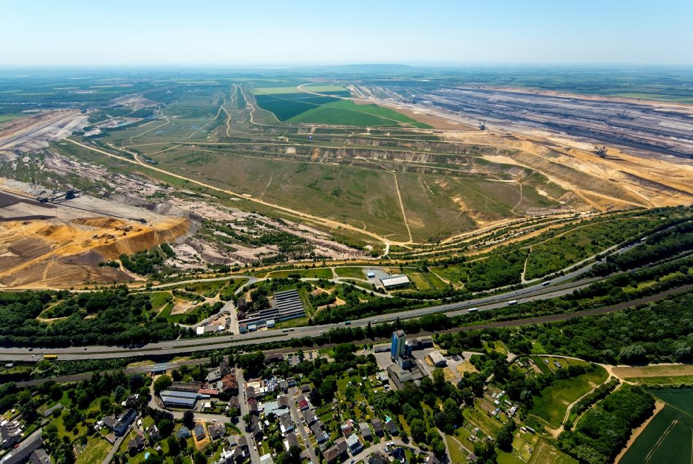 Aerial photograph Jüchen - Village center in Juechen on lignite mining Garzweiler in North Rhine-Westphalia