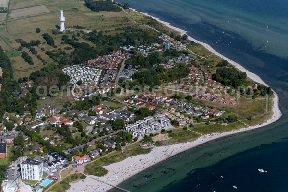 Pelzerhaken from above - Village on marine coastal area of Baltic Sea in Pelzerhaken in the state Schleswig-Holstein, Germany