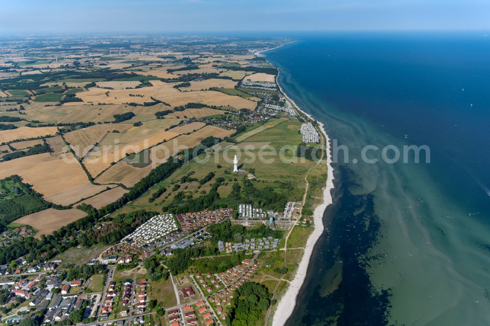 Pelzerhaken from above - Village on marine coastal area of Baltic Sea in Pelzerhaken in the state Schleswig-Holstein, Germany