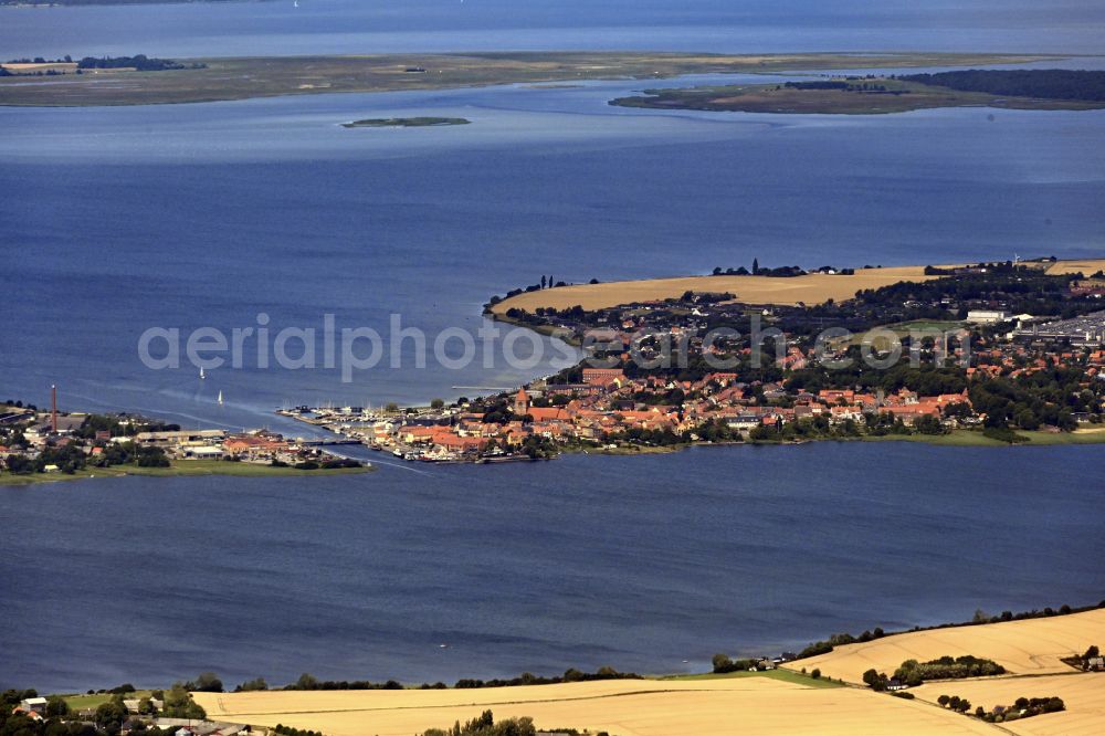 Aerial image Stege - Village on marine coastal area in Stege in Region Sjaelland, Denmark