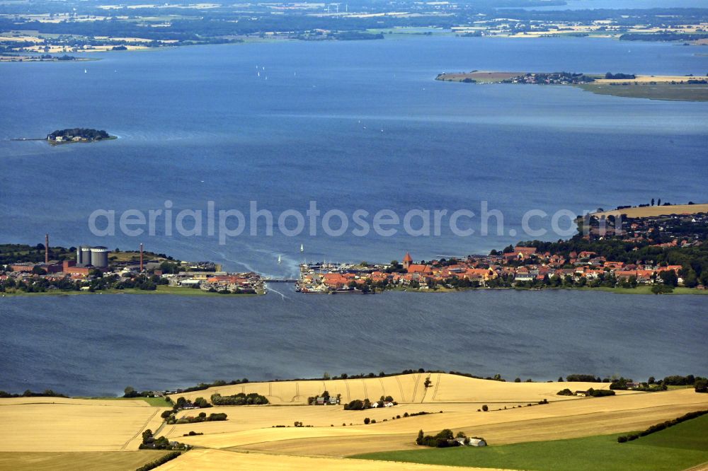 Aerial image Stege - Village on marine coastal area in Stege in Region Sjaelland, Denmark