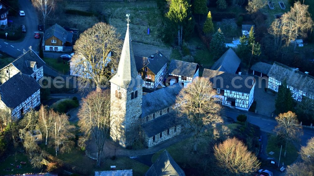 Mehren from above - Village center in Mehren in the state Rhineland-Palatinate, Germany