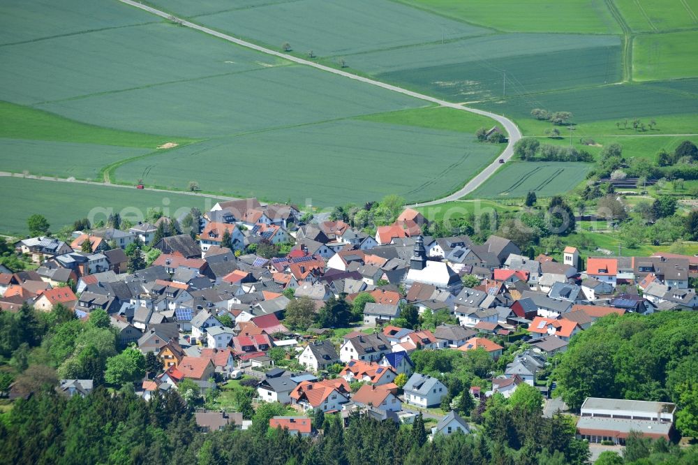 Merzhausen from above - Village core in Merzhausen in the state Hesse