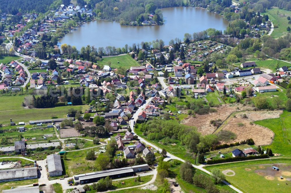 Aerial image Kagel - Village on the lake bank areas of Baberowsee in Kagel in the state Brandenburg, Germany