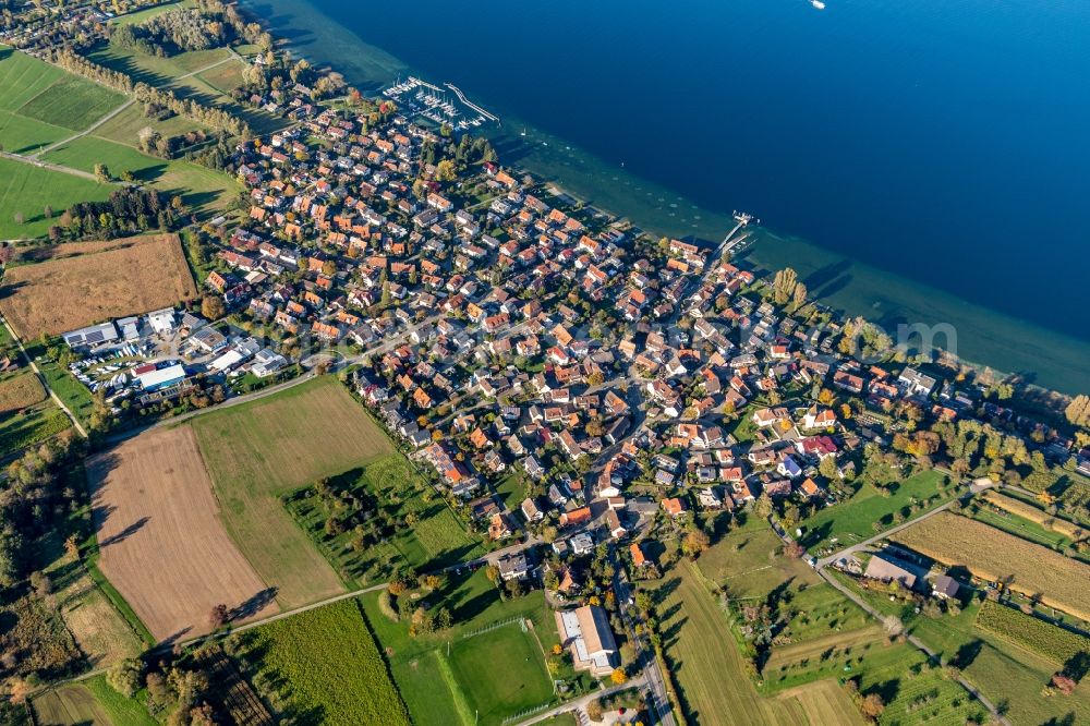 Aerial image Dingelsdorf - Village on the lake bank areas of Lake of Constance in Dingelsdorf in the state Baden-Wurttemberg, Germany