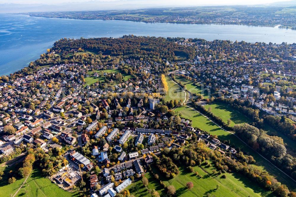 Aerial photograph Konstanz - Village on the lake bank areas called Hoernle on Lake of Constance in the district Staad in Konstanz in the state Baden-Wurttemberg, Germany