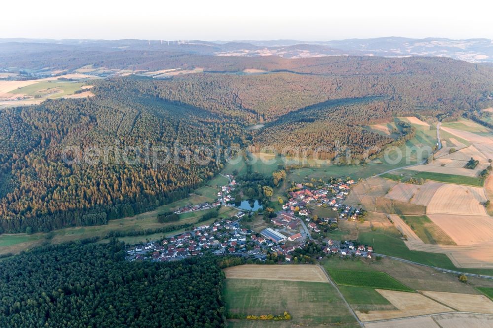 Rehbach from above - Village on the lake bank areas in Rehbach in the state Hesse, Germany