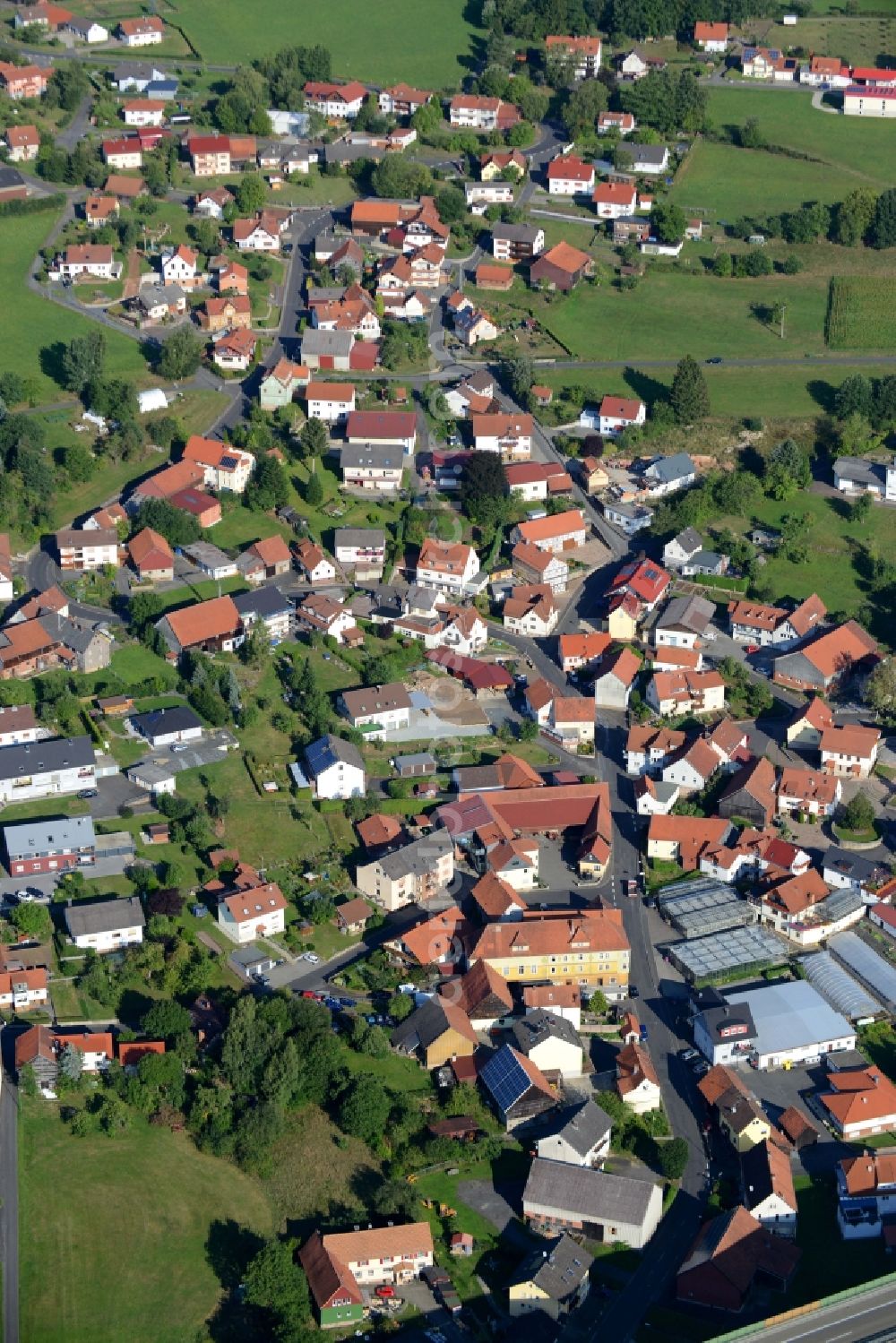 Aerial photograph Uttrichshausen - Village core in Uttrichshausen in the state Hesse