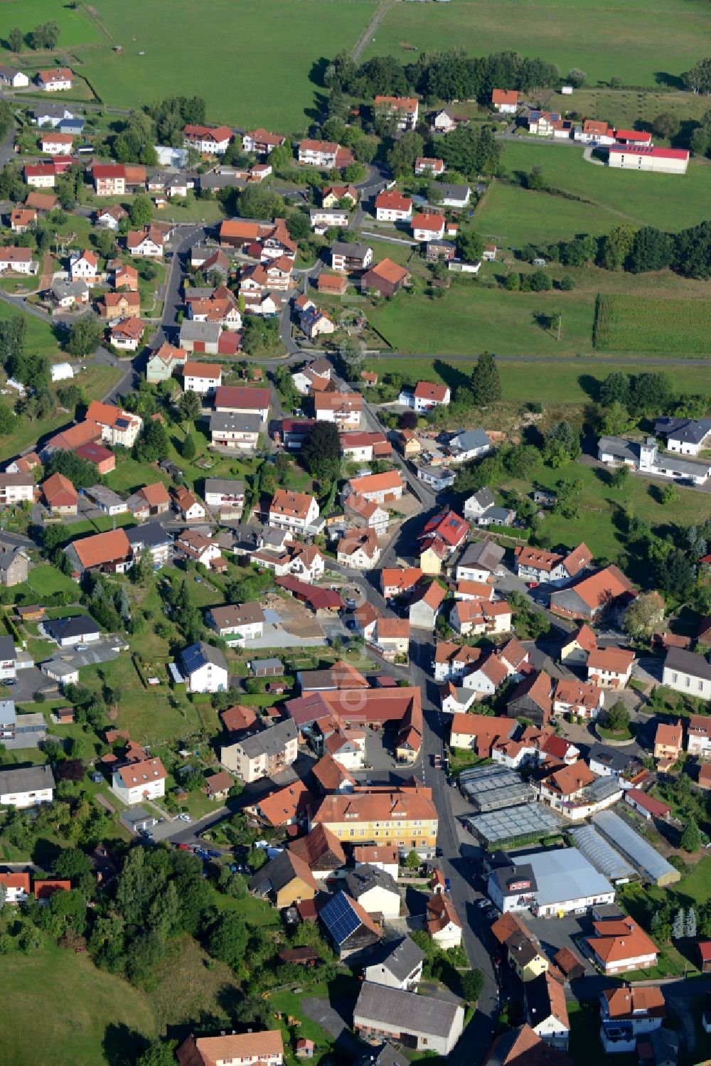 Uttrichshausen from above - Village core in Uttrichshausen in the state Hesse