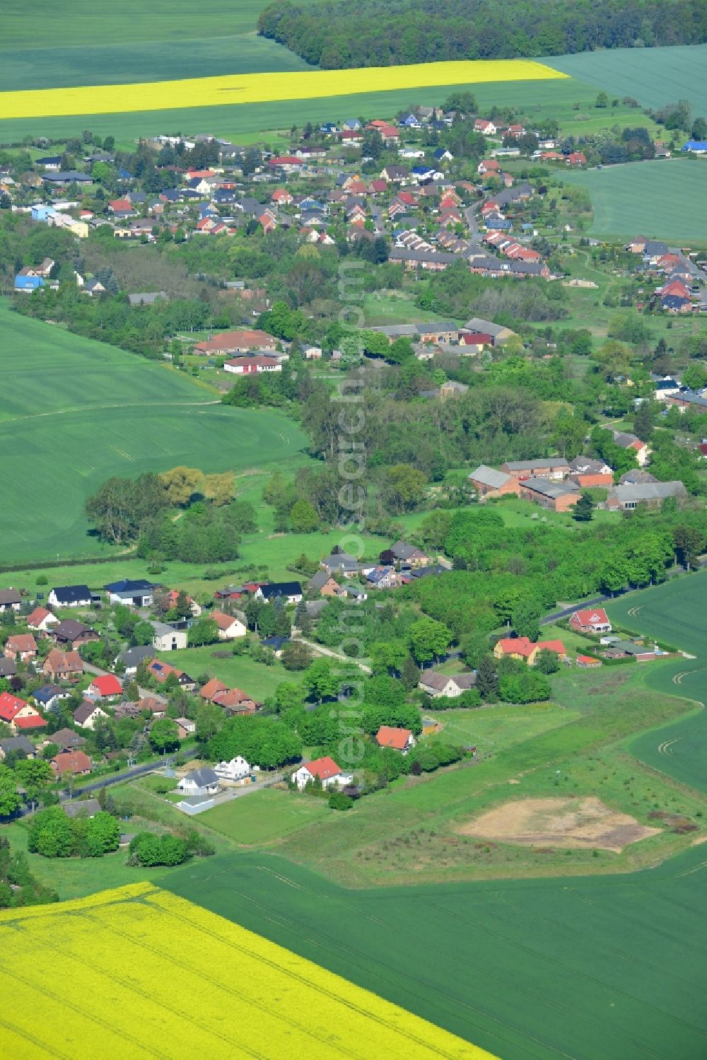 Wegendorf from the bird's eye view: Village core in Wegendorf in the state Brandenburg