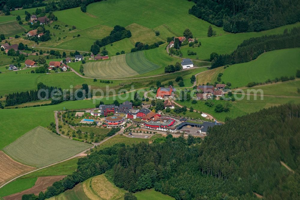 Aerial image Winden im Elztal - Agricultural land and field borders surround the settlement area of the village in Winden im Elztal in the state Baden-Wuerttemberg, Germany