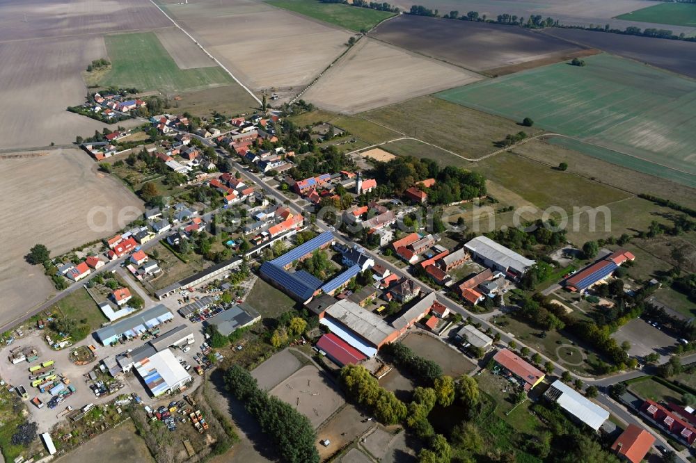 Aerial photograph Ziepel - Agricultural land and field borders surround the settlement area of the village in Ziepel in the state Saxony-Anhalt, Germany