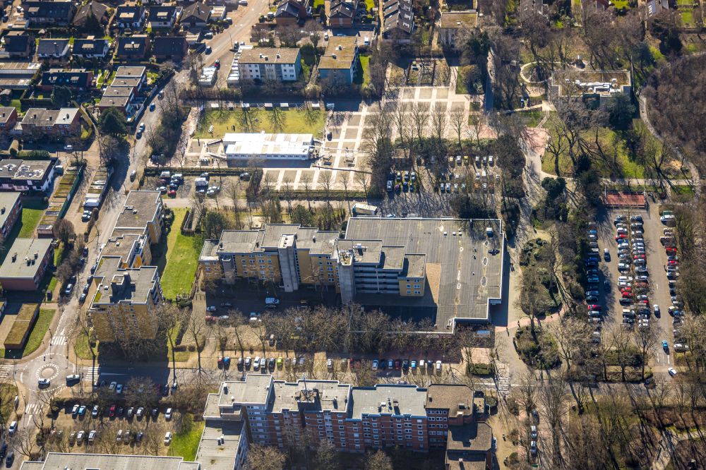 Aerial image Holzwickede - Container settlement as temporary shelter on Place von Louviers in Holzwickede at Ruhrgebiet in the state North Rhine-Westphalia, Germany