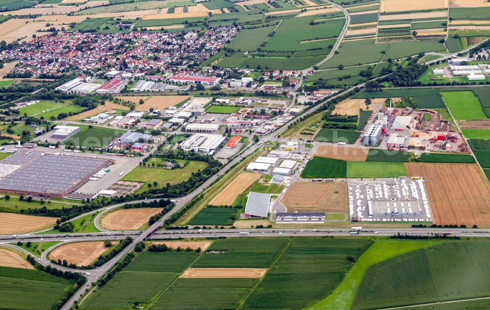 Aerial image Mahlberg - Industrial and commercial area in Ettenheim and Mahlberg in the state Baden-Wurttemberg, Germany