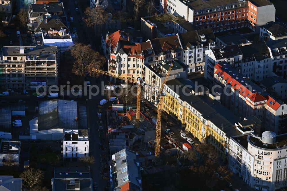Aerial photograph Leipzig - Construction site for the new residential and commercial Corner house - building on street Reudnitzer Strasse - Chopinstrasse in the district Zentrum in Leipzig in the state Saxony, Germany