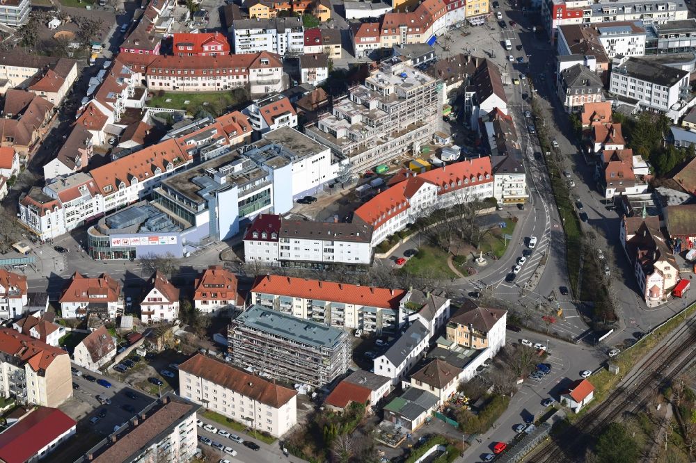 Aerial photograph Rheinfelden (Baden) - Construction site for the new residential house - building in the center of Rheinfelden (Baden) in the state Baden-Wurttemberg, Germany