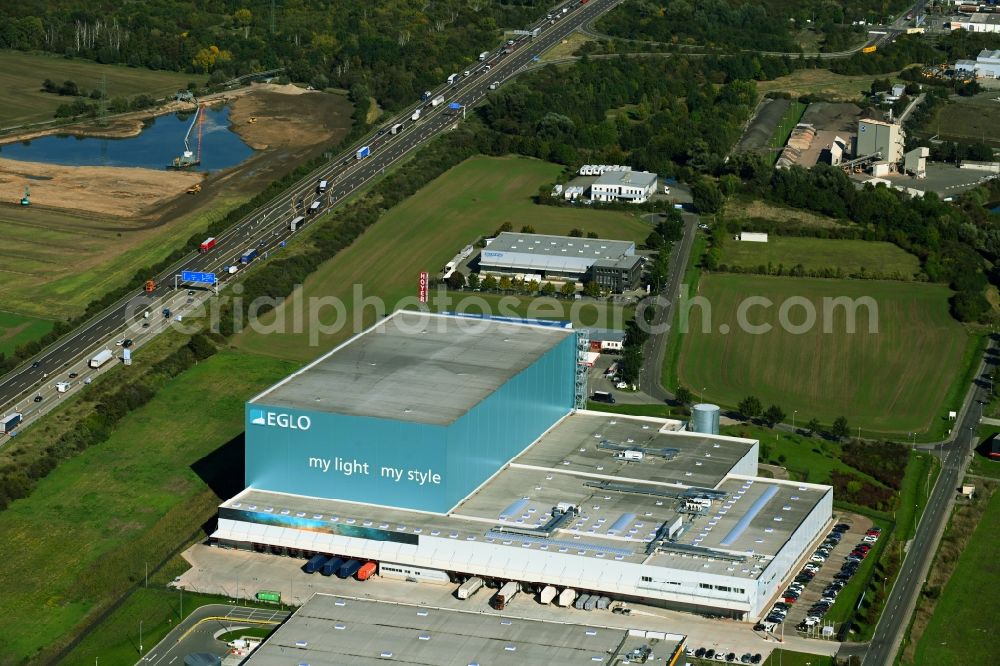 Magdeburg from the bird's eye view: Warehouse and forwarding building EGLO on Stegelitzer Strasse in the district Gewerbegebiet Nord in Magdeburg in the state Saxony-Anhalt, Germany