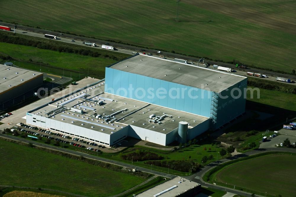 Aerial image Magdeburg - Warehouse and forwarding building EGLO on Stegelitzer Strasse in the district Gewerbegebiet Nord in Magdeburg in the state Saxony-Anhalt, Germany
