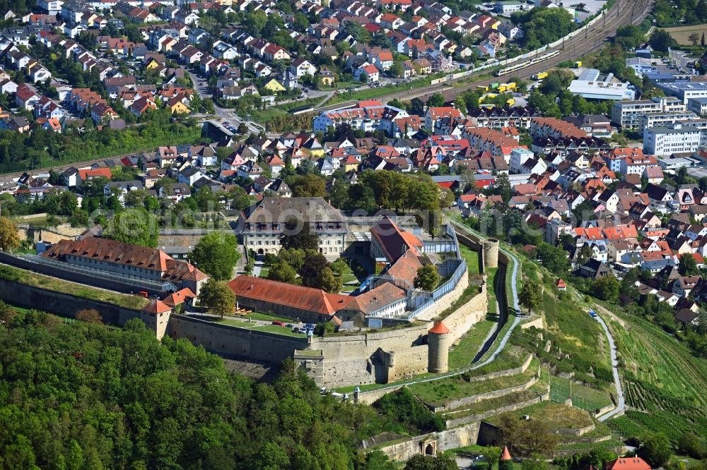 Asperg from above - Former fortress todays prison hospital Hohenasperg in Asperg in the state Baden-Wurttemberg, Germany