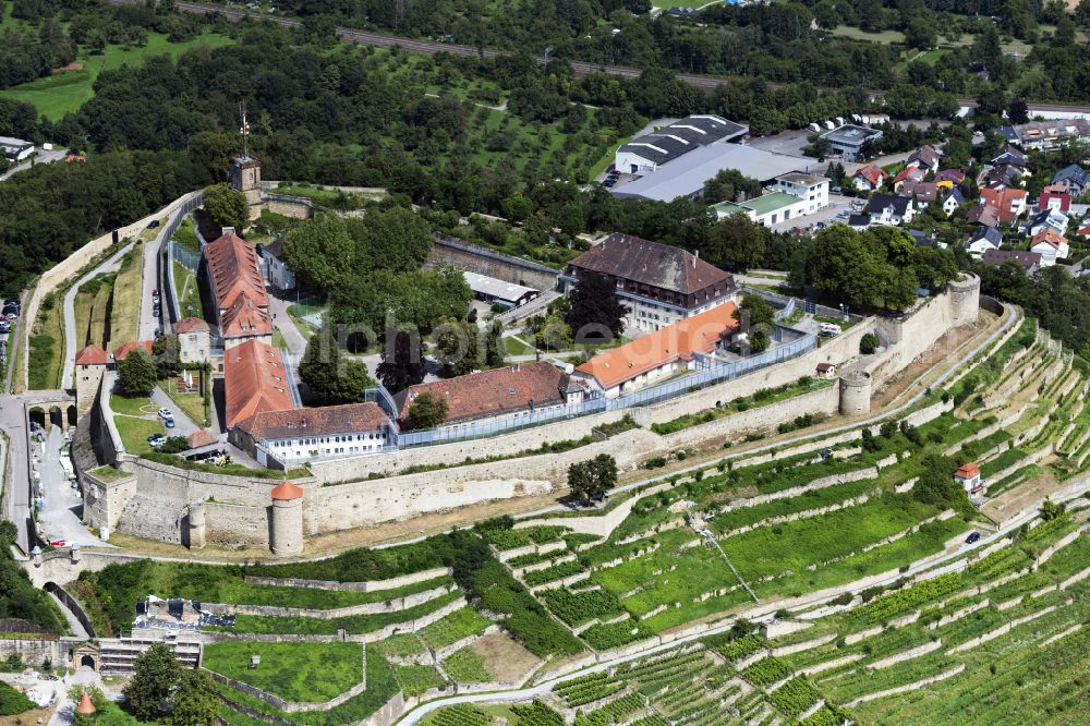 Asperg from the bird's eye view: Former fortress todays prison hospital Hohenasperg in Asperg in the state Baden-Wurttemberg, Germany