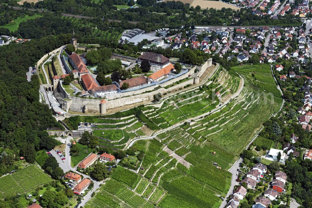 Aerial image Asperg - Former fortress todays prison hospital Hohenasperg in Asperg in the state Baden-Wurttemberg, Germany