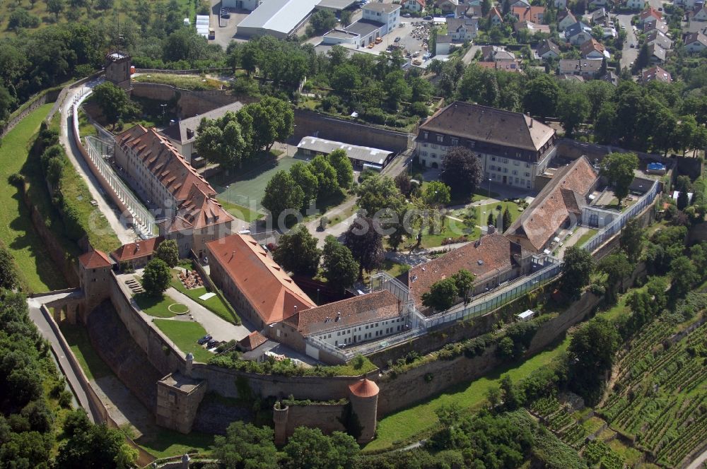 Asperg from the bird's eye view: Former fortress todays prison hospital Hohenasperg in Asperg in the state Baden-Wurttemberg, Germany