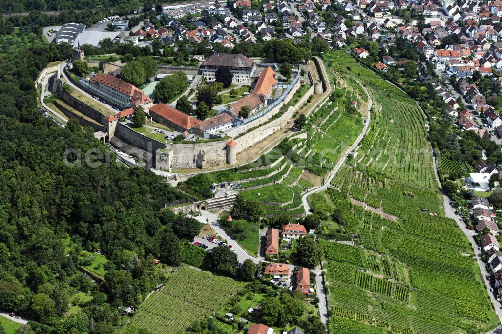 Aerial photograph Asperg - Former fortress todays prison hospital Hohenasperg in Asperg in the state Baden-Wurttemberg, Germany