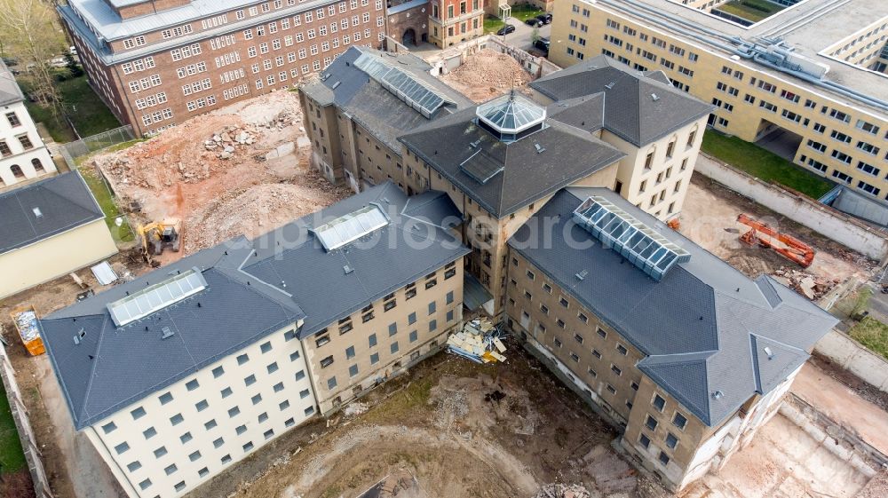 Aerial photograph Chemnitz - Former correctional prison facility ond demolition work in the district Kassberg in Chemnitz in the state Saxony, Germany