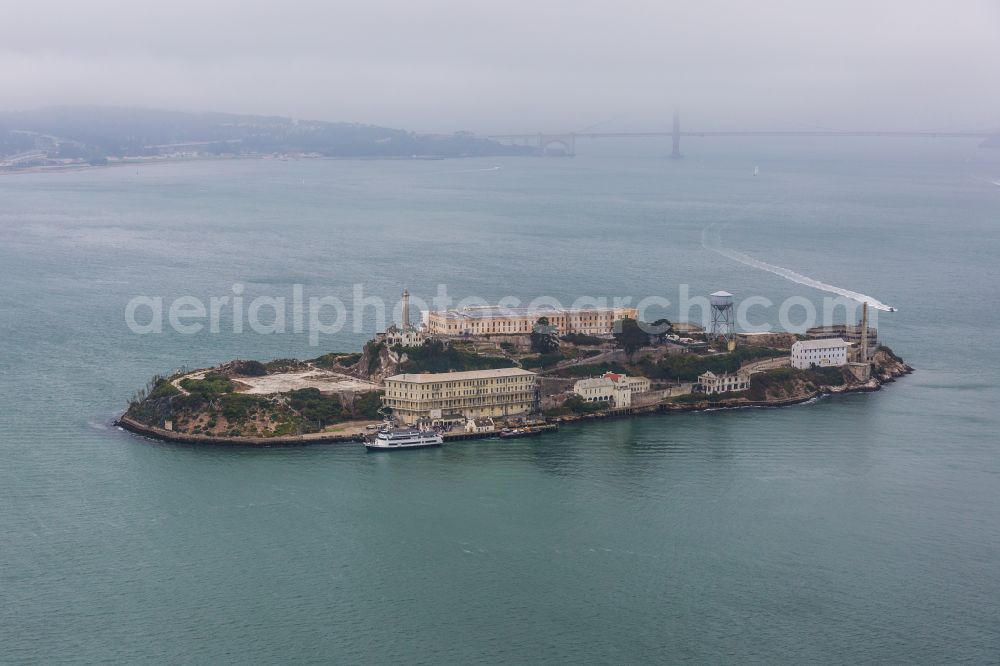 San Francisco from above - Former correctional prison facility Alcatraz Island on street Pier 39 in San Francisco in California, United States of America
