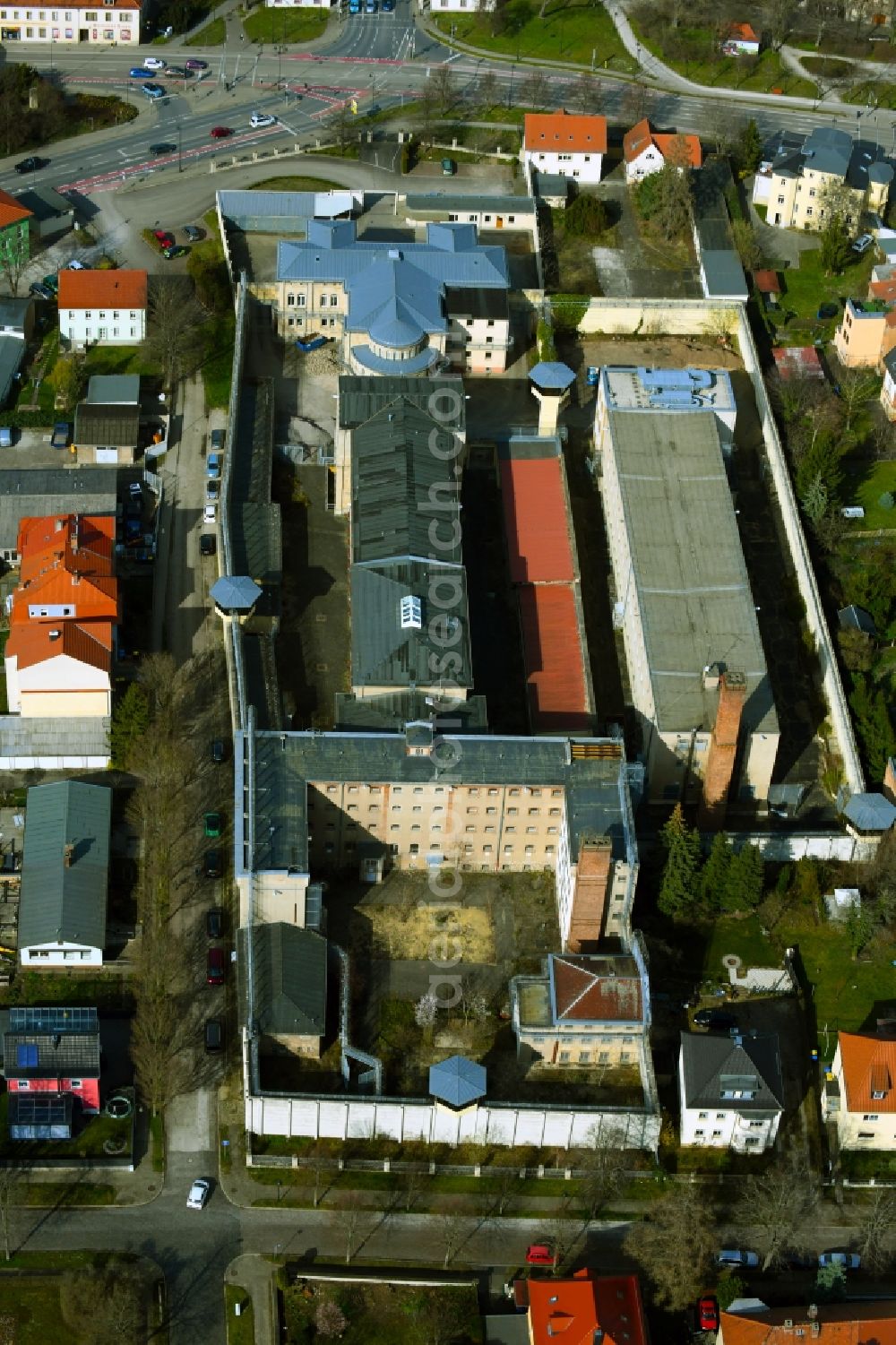 Naumburg (Saale) from above - Former correctional prison facility in Naumburg (Saale) in the state Saxony-Anhalt, Germany