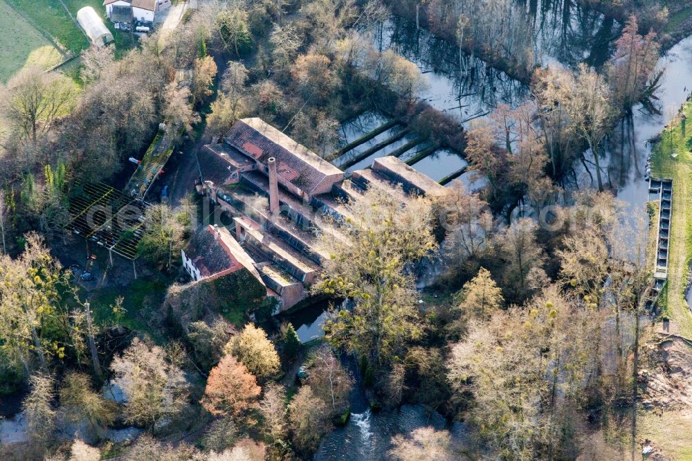 Scheibenhard from above - Former water mill at the river Lauter in Scheibenhard in Grand Est, France