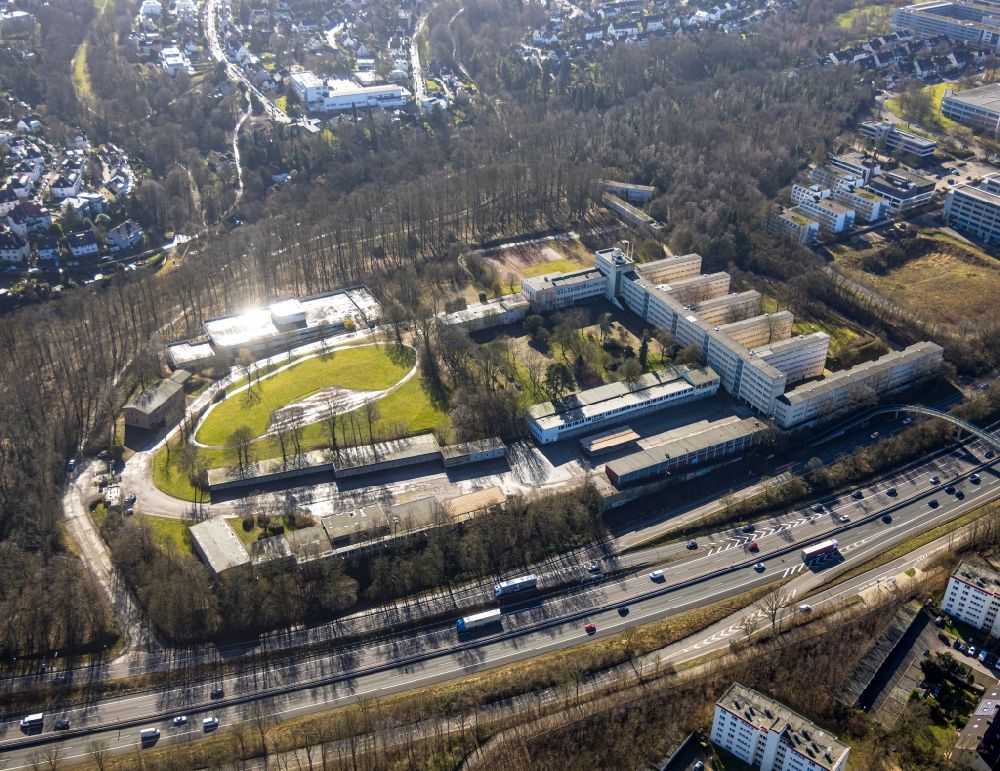 Essen from the bird's eye view: Former building complex of the police on Norbertstrasse in Essen in the state North Rhine-Westphalia, Germany