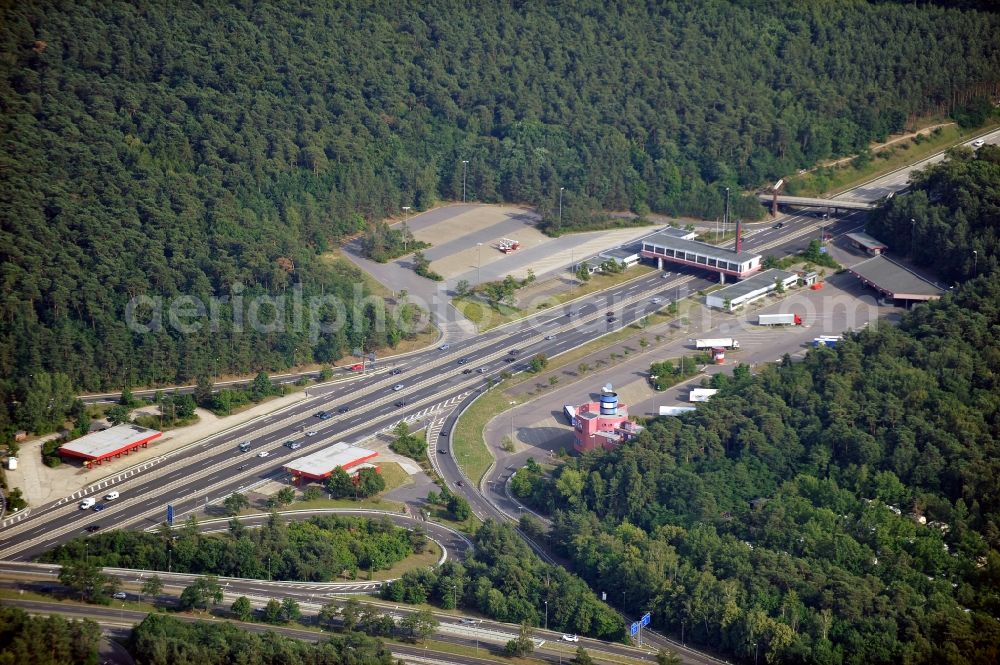 Aerial image Berlin - Former Checkpoint Bravo was located on the motorway A 115 ( known within Berlin as the AVUS ) in the district Nikolassee of Berlin-Zehlendorf