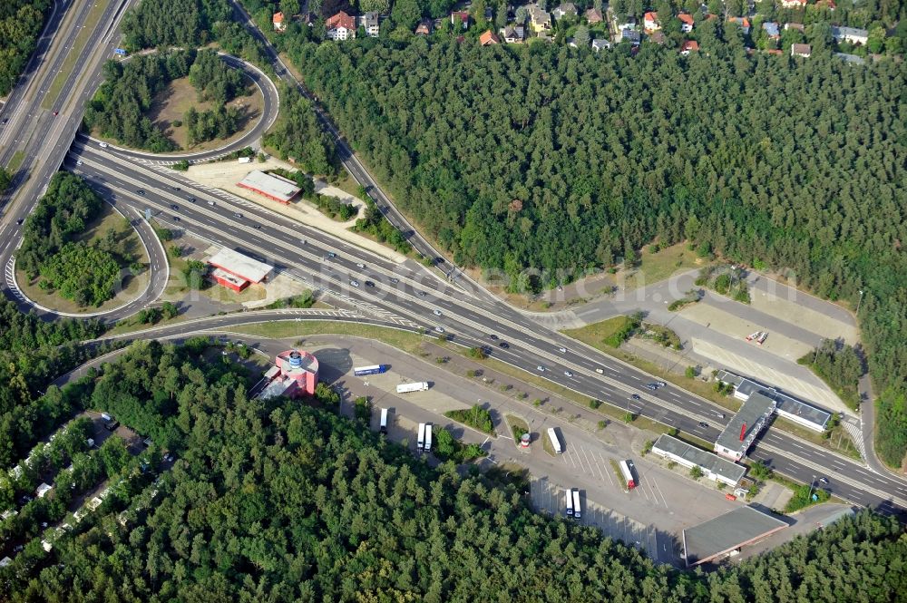 Aerial photograph Berlin - Former Checkpoint Bravo was located on the motorway A 115 ( known within Berlin as the AVUS ) in the district Nikolassee of Berlin-Zehlendorf