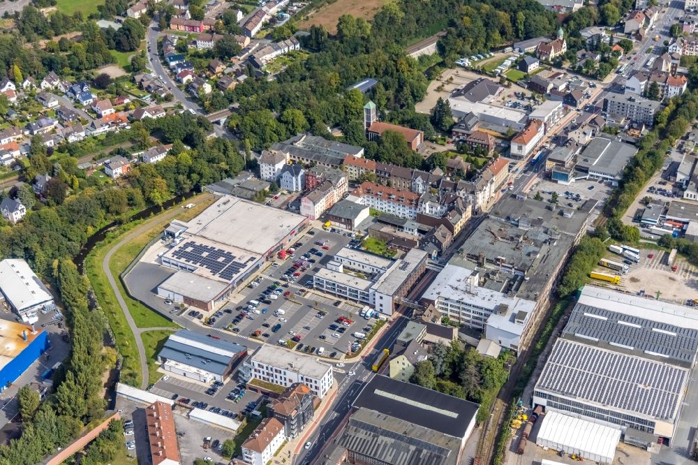 Aerial photograph Hagen - Former premises of Brandt Zwieback-Schokoladen GmbH + Co. KG in the industrial area on Enneper Strasse in the Haspe part of Hagen at Ruhrgebiet in the state of North Rhine-Westphalia. The former factory is located on the Western edge of the town