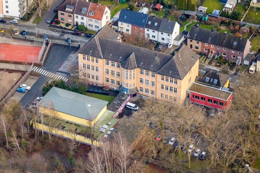 Aerial image Hamm - Former school building of the Harkortschule in th Lessingstrasse in Hamm in the state North Rhine-Westphalia