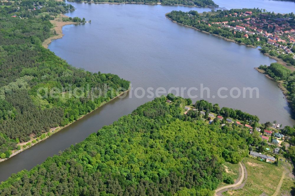 Aerial photograph Wusterwitz - Former zoo grounds on the Elbe-Havel Canal at Wusterwitz in Brandenburg