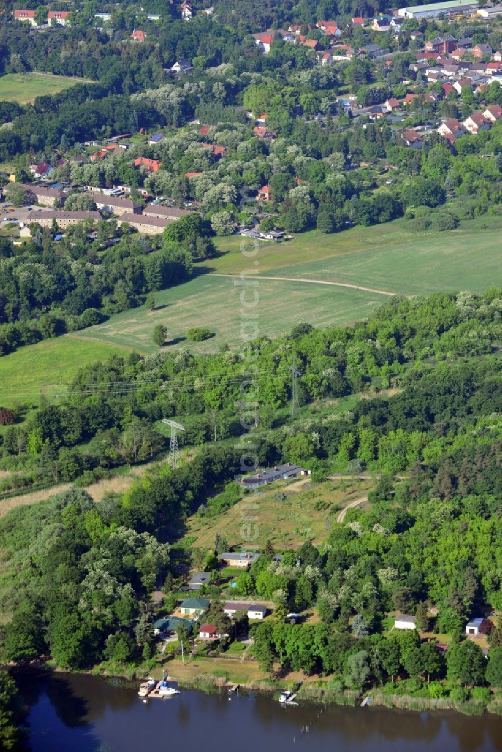 Aerial image Wusterwitz - Former zoo grounds on the Elbe-Havel Canal at Wusterwitz in Brandenburg