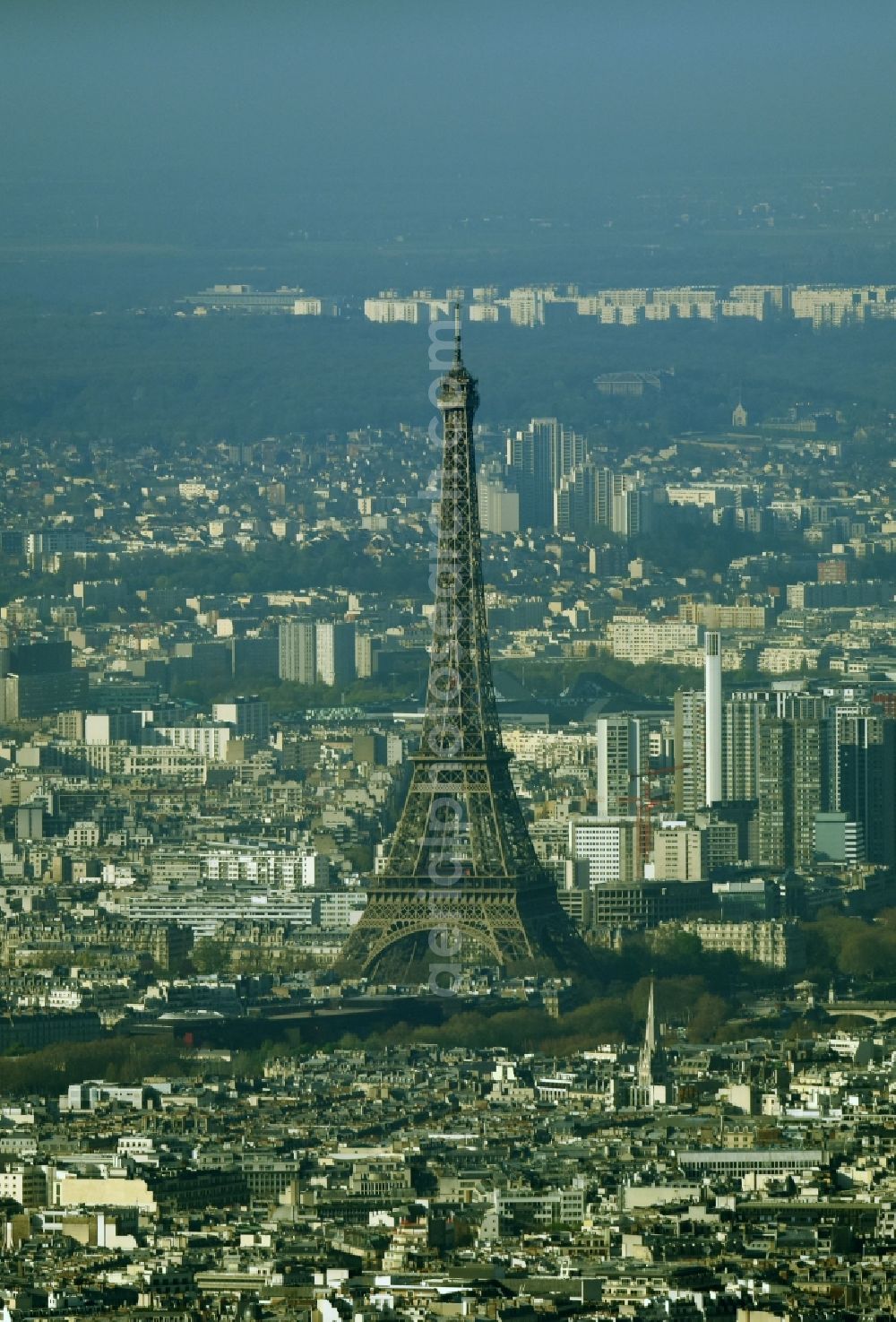 Aerial photograph Paris - The Eiffel Tower Tour Eiffel and the Triumphal Arch Arc de Triomphe in Paris in Ile-de-France, France