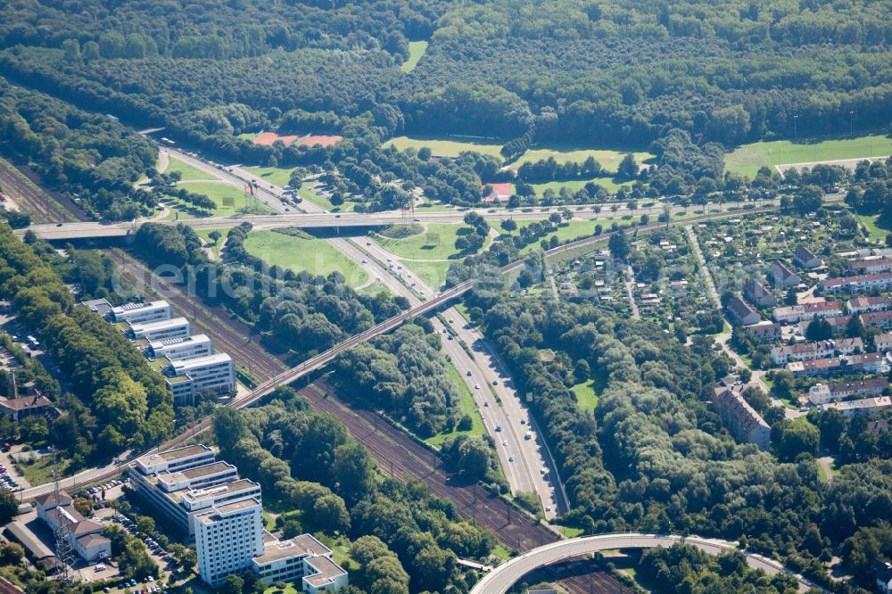 Aerial photograph Karlsruhe - Entry and exit area of Edeltrud Tunnel in the district Beiertheim - Bulach in Karlsruhe in the state Baden-Wuerttemberg