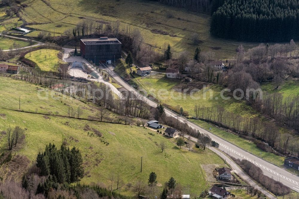 Aerial image Lusse - Entrance and exit of the tunnel structure EinfahrtTunnel Sainte-Marie-aux-Mines SA in Lusse in Grand Est, France