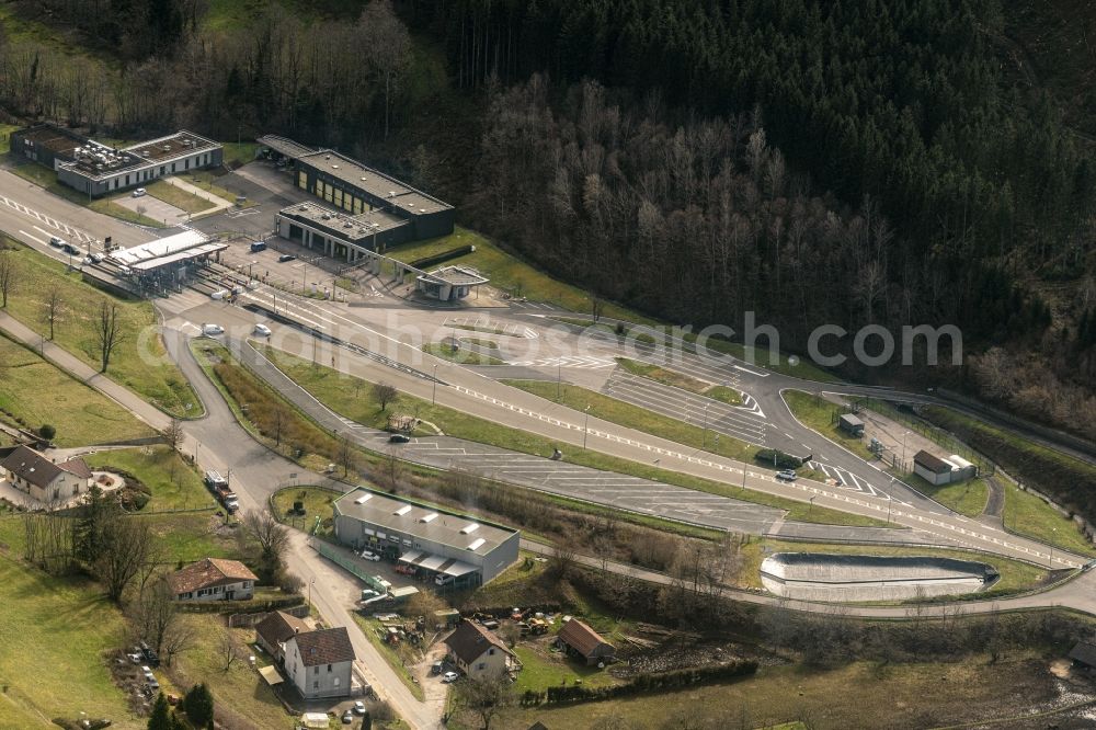 Aerial photograph Lusse - Entrance and exit of the tunnel structure EinfahrtTunnel Sainte-Marie-aux-Mines SA in Lusse in Grand Est, France