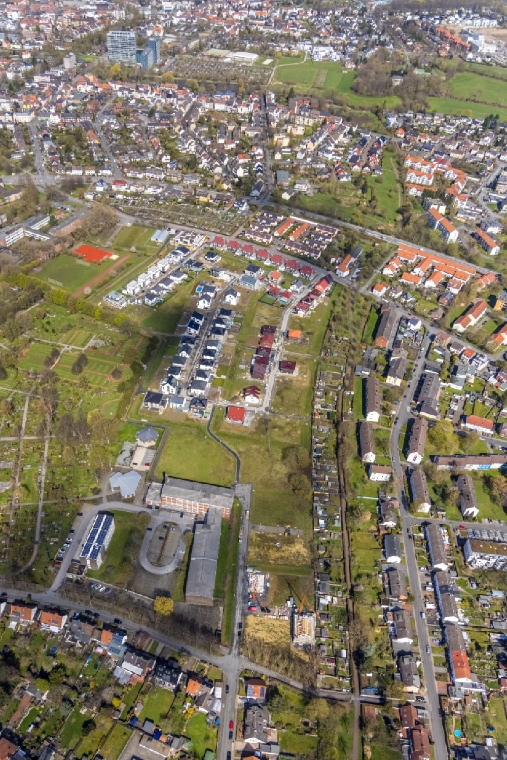 Aerial photograph Hamm - Residential area of a single-family housing estate on Beisenkamp in Hamm at Ruhrgebiet in the state North Rhine-Westphalia, Germany