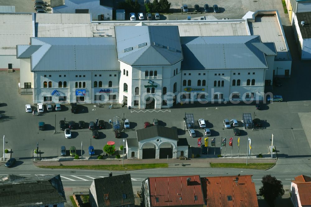 Aerial image Roßla - Building of the shopping center ALDI in Rossla in the state Saxony-Anhalt, Germany