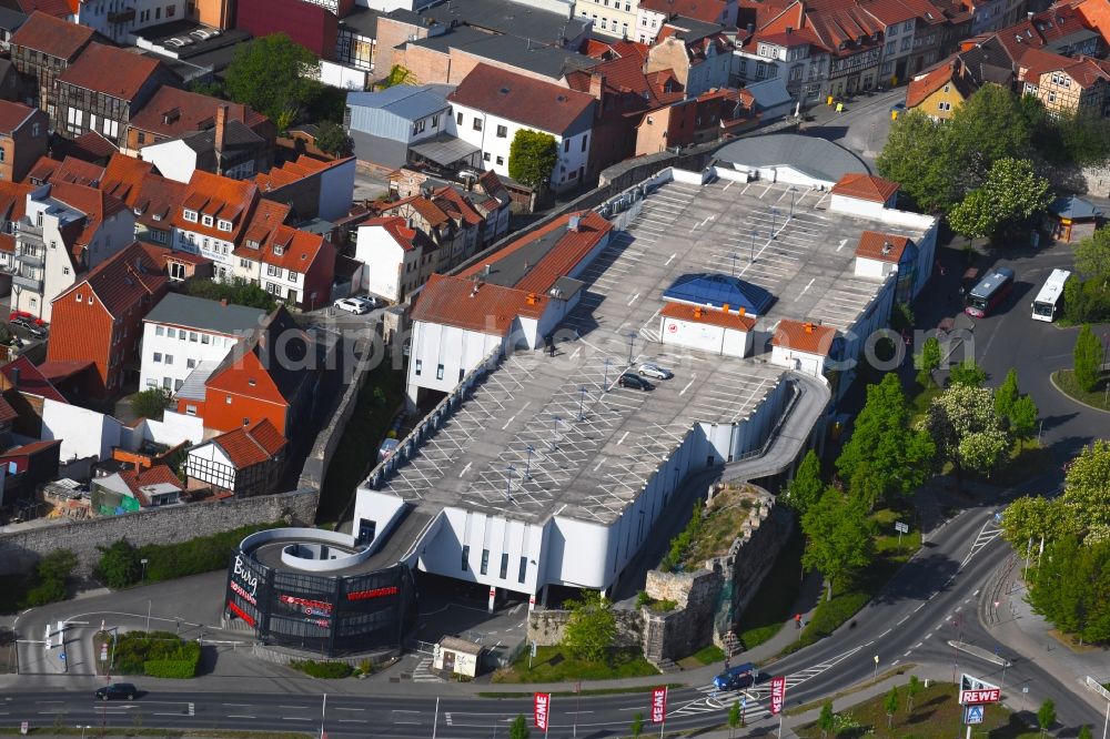 Aerial photograph Mühlhausen - Building of the shopping center Burggalerie Muehlhausen in Muehlhausen in the state Thuringia, Germany