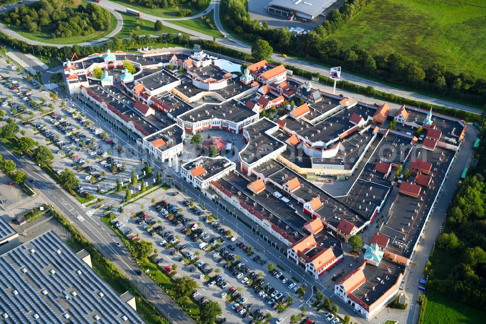 Aerial image Neumünster - Building of the shopping center Designer Outlet Neumuenster in Neumuenster in the state Schleswig-Holstein, Germany