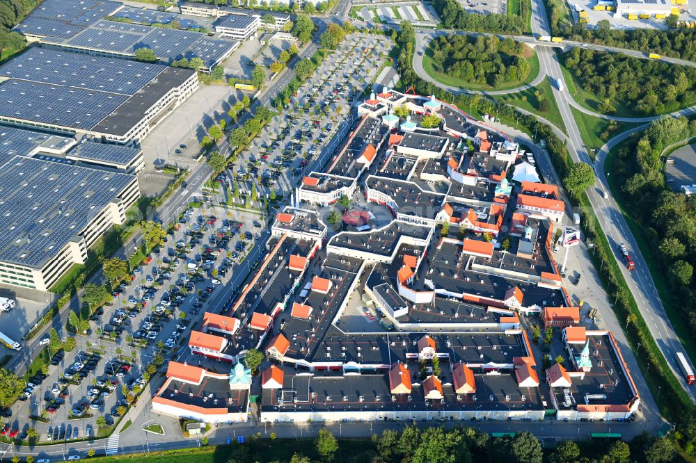 Neumünster from the bird's eye view: Building of the shopping center Designer Outlet Neumuenster in Neumuenster in the state Schleswig-Holstein, Germany
